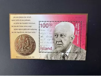 Island 2002 Mi. Bl. 30 I Gold Halldor Kiljan Laxness Nobelpreis
