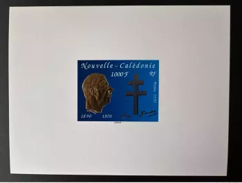 New Caledonia 1995 YT n° 682 Luxury Proof 25 Years Death of De Gaulle gold