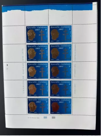 New Caledonia 1995 YT No. 682 Unnumbered sheet Mort Général de Gaulle