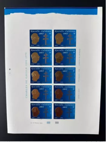New Caledonia 1995 YT n°682 Sheet IMPERF uncut Mort Général de Gaulle