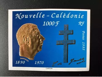 New Caledonia 1995 YT No. 682 IMPERF 25 Years Death of General de Gaulle Doré