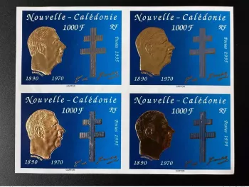 New Caledonia 1995 YT No. 682 IMPERF Death of General Charles de Gaulle