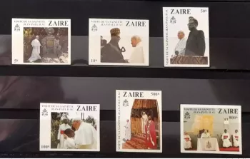 Congo Zaire 1981 Mi. 716 - 721 IMPERF ND Visite Sainteté Pape Jean Paul II Pope