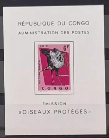 Congo Kinshasa 1964 COB LX490 Feuillet de Luxe Oiseaux Protégés Faune Serpent