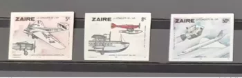 Congo Zaire 1978 COB 941 - 948 ND IMPERF Conquête Air Avion Concorde 3 val.