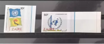 Congo Zaire 1985 COB 1291 - 1292 IMPERF 40 Years UN United Nations UNO