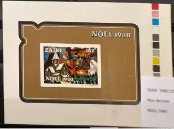 Congo Zaire 1980 COB Bl. 47 ESSAY PROOF IMPERF Noël Christmas Navidad Natal