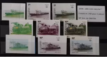 Congo Zaire 1985 COB 1302 - 1304 Color Tests IMPERF ONATRA Train Boat