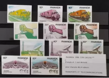 Ruanda 1986 COB 1262-1265 Farbproben IMPERF ND Transport LKW