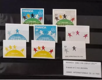 Ruanda 1986 COB 1289-1292 Farbproben IMPERF Jahr des Friedens Weihnachten