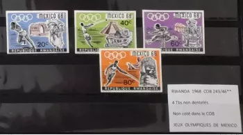Ruanda 1968 COB 243-246 UNGEZÄHNT Olympische Spiele Mexiko Sport