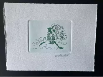 Belgique 1990 COB 2390 Epreuve d'artiste Lucky Luke Morris Horse Cheval vert