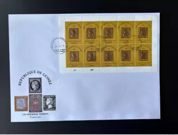 Guinée 2009 Mi. 6488 FDC feuillet Kleinbogen Premier timbre italien OR