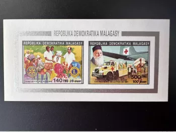 Madagascar 1992 Mi. 1391/1394 I IMPERF Henri Dunant Red Cross Lions Rotary