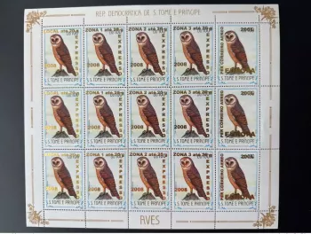 S. Tomé & Príncipe 2009 Mi. 3963-3968 Bogen Vögel Eule Fauna Aufdruck