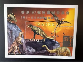 Congo Zaire 1997 Mi. Bl. 63 I Overloaded Hong Kong '97 Dinosaurs Dinosaur