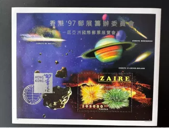 Congo Zaire 1997 Mi. Bl. 62 I Overloaded Hong Kong '97 Minerals Space Comet