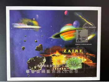 Congo Zaire 1997 Mi. Bl. 62 I Surcharge RENVERSEE Hong Kong Minéraux Comet