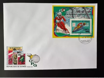 Guinée 2009 FDC Mi. Bl. 1726 Surchargé Calgary 1988 Jeux Olympiques Hiver Ski