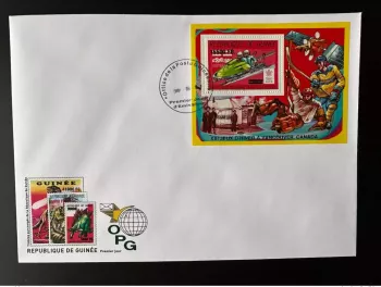 Guinée 2009 FDC Mi. Bl. 1727 Surch. Vancouver 2010 Jeux Olympiques Bobsleigh