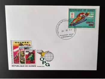 Guinea 2009 FDC Mi. 6765 Aufdruck Winterspiele Calgary 1988 Ski