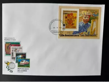 Guinea 2008 FDC Mi. Bl. 1649 Aufdruck Sonnenblumen Van Gogh