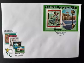 Guinea 2008 FDC Mi. Bl. 1638 Aufdruck Olympische Spiele Barcelona Peking 2008