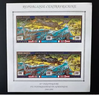 Zentralafrika 1994 Mi. 1630-1632 MS IMPERF ND 50. Jahrestag Landung