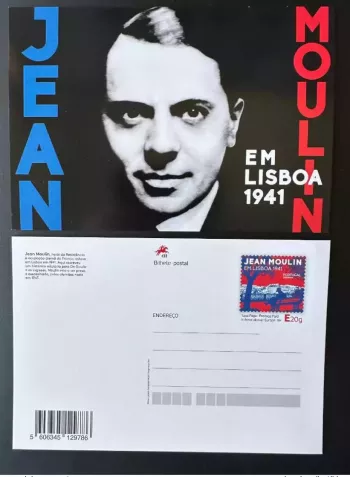 Portugal 2021 Ganzsache Jean Moulin in Lissabon 1941 Widerstand