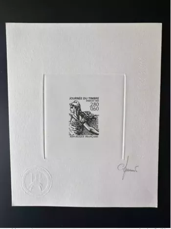 France 1996 YT 2990 Epreuve d'artiste Journée du Timbre Stamp Day 1903 Roty noir