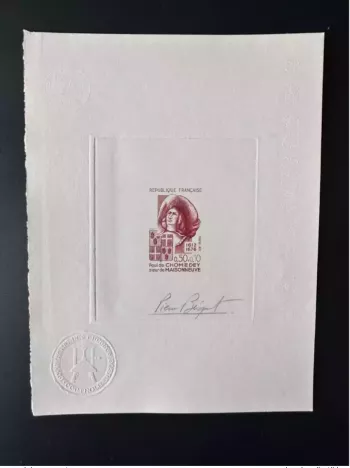 France 1972 YT 1706 Epreuve d'artiste Proof Paul Chomedey Maisonneuve rouge