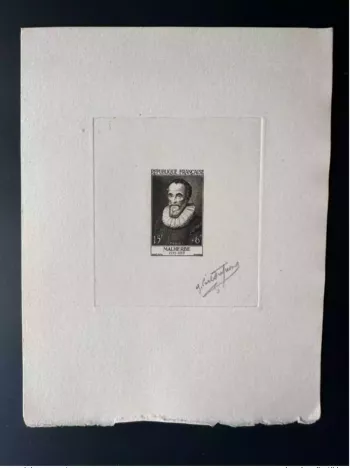 France 1955 YT 1028 Epreuve d'artiste ETAT Malherbes Renoir Spitz Dufresnes