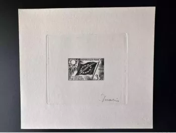 France 1958 - 1959 YT 20 Epreuve d'artiste ETAT Conseil Europe Drapeau Decaris