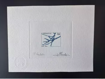 Monaco 1982 YT 77 Vorausentwertung Künstlerprobe Winter Pfirsichbaum