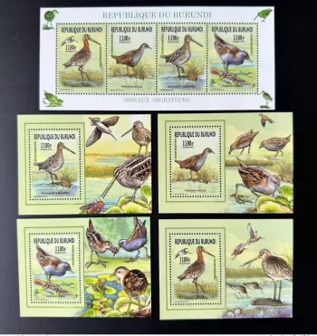 Burundi 2015/2016 Mi. A-D 3577 + Bl. Migratory birds Vogel