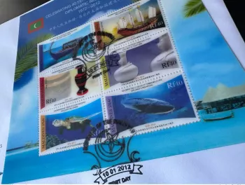 Maldives 2012 Mi. 4837-4842 FDC plastic Relations Chine Tortue Poisson