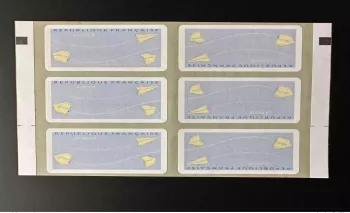 France Lisa - Planche de Guichet Schalterbogen Avions papier plié Frankreich ATM