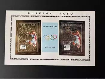 Burkina Faso 1995 Mi. Bl. 153 Atlanta 1996 Jeux Olympiques JO Tennis Or Argent