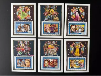 Guinea 1991 Mi. No. 402 - 407 Actors Nat King Cole Garland Astaire Cooper Grant