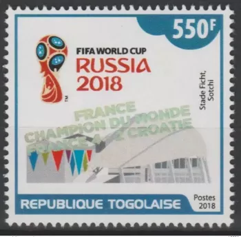 Togo 2018 Mi. ? surch (I) "FRANCE CHAMPION" FIFA Coupe du Monde Russie Football