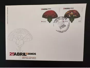 Cape Verde 2024 FDC (II) 25 Abril 50 Anos Joint issue flower