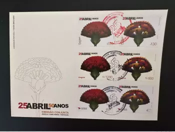 Portugal Angola Kap Verde 2024 gemischter FDC 25 April Gemeinschaftsausgabe