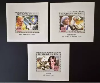 Mali 1999 Mi. Bl. 2247 - 2249 blocks Luxe Pope John Paul II Diana Teresa Dove