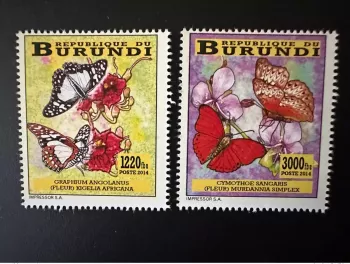 Burundi 2014 Mi. ? Papillon Butterfly Schmetterling Fleur Flower local values