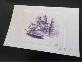 Billet touristique Souvenir Epreuve d'artiste "Porto" numérotée et signée