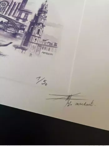 Billet touristique Souvenir Epreuve d'artiste "Porto" numérotée et signée