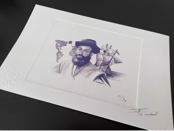 Billet Souvenir Epreuve d'artiste "Fernão de Magalhães" numérotée et signée