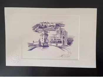 Billet touristique Souvenir Epreuve d'artiste "Lisboa" numérotée et signée