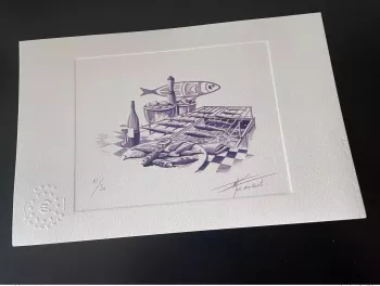 Billet touristique Souvenir Epreuve d'artiste "Sardinhas" numérotée et signée