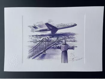 Billet Souvenir Epreuve d'artiste "Caravelle TAP" numérotée et signée